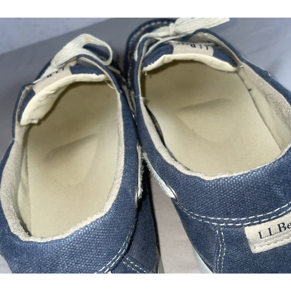 LL Bean Mens 9 WIDE 274407 Blue Denim Canvas Boat Deck Loafer Casual Shoes - Picture 5 of 10